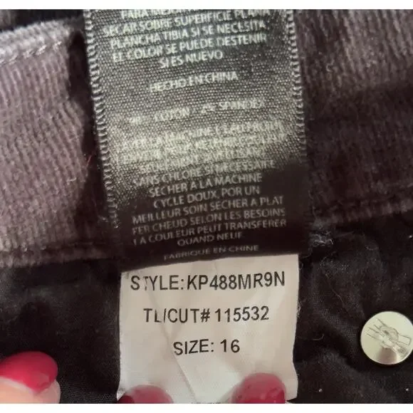 Kut from the Kloth Gray Diana Skinny Corduroy Jeans Size 16 EUC - Picture 6 of 10